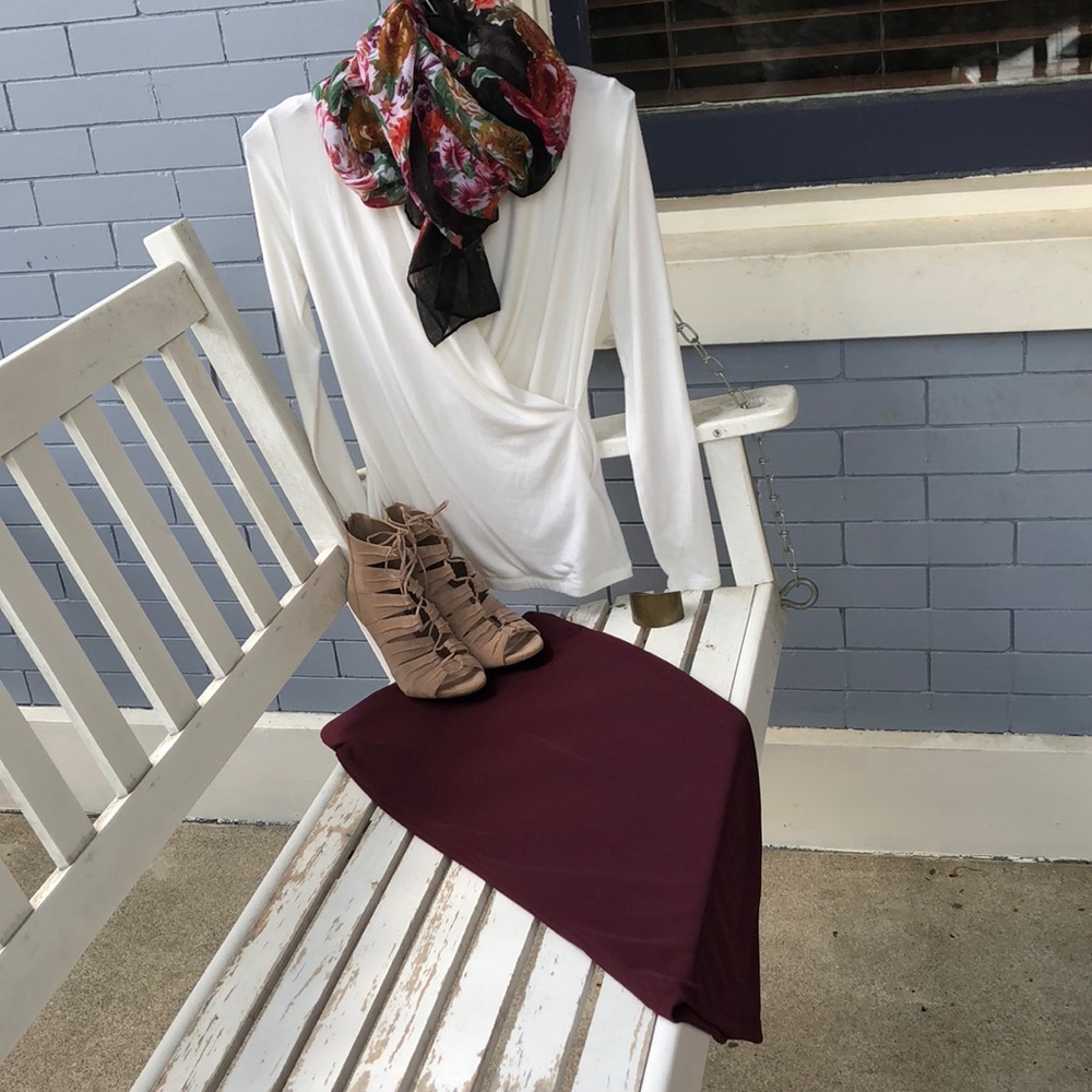 Burgundy Pencil Skirt